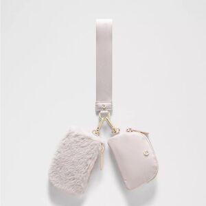 Lululemon Dual Pouch Wristlet Plush Fleece- Natural Ivory/Gold